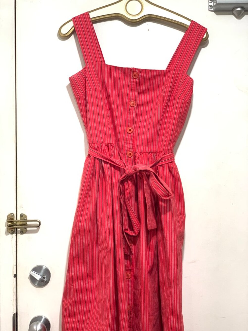 STREETBOX STRIPED BELTED COTTON SLEEVELESS MIDI DRESSES SIZE L - Picture 9 of 10